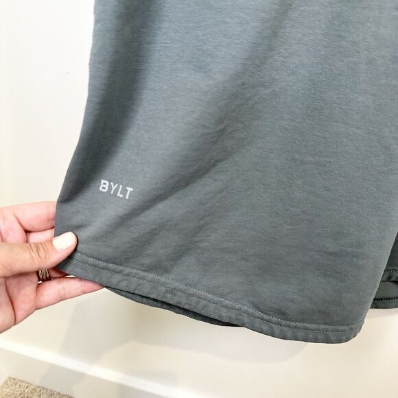 BYLT Shirt Mens Small Green Lux Drop Cut S/S Short Sleeve Stretch Casual - Picture 2 of 8